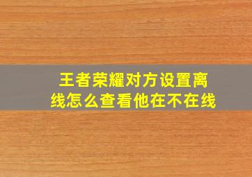 王者荣耀对方设置离线怎么查看他在不在线