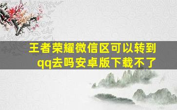 王者荣耀微信区可以转到qq去吗安卓版下载不了