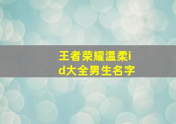 王者荣耀温柔id大全男生名字