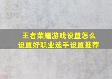 王者荣耀游戏设置怎么设置好职业选手设置推荐