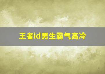 王者id男生霸气高冷