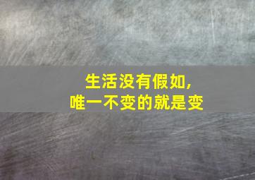 生活没有假如,唯一不变的就是变