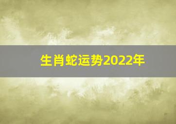 生肖蛇运势2022年