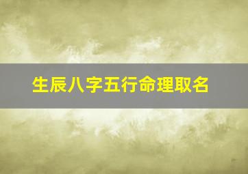 生辰八字五行命理取名