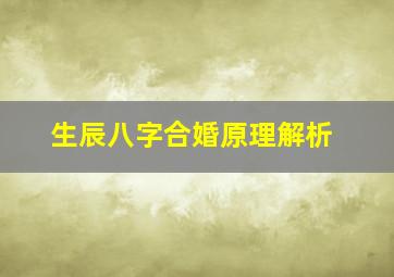 生辰八字合婚原理解析