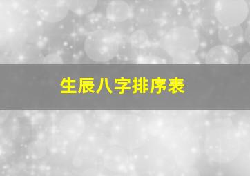 生辰八字排序表