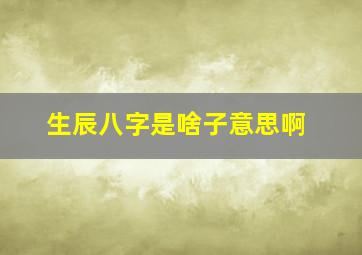 生辰八字是啥子意思啊