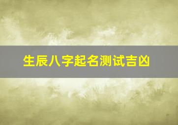 生辰八字起名测试吉凶