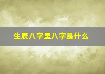 生辰八字里八字是什么