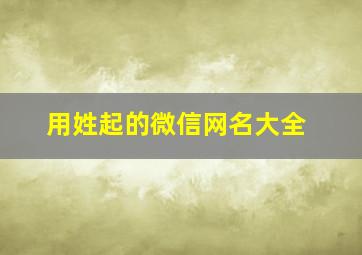 用姓起的微信网名大全