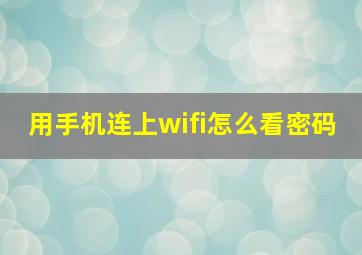 用手机连上wifi怎么看密码