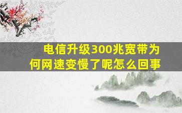 电信升级300兆宽带为何网速变慢了呢怎么回事