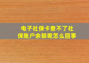 电子社保卡查不了社保账户余额呢怎么回事