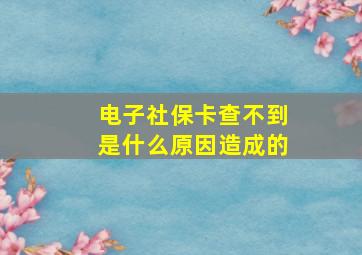 电子社保卡查不到是什么原因造成的