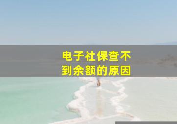 电子社保查不到余额的原因