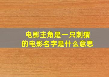 电影主角是一只刺猬的电影名字是什么意思