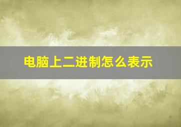 电脑上二进制怎么表示