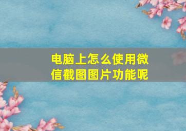 电脑上怎么使用微信截图图片功能呢