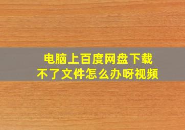 电脑上百度网盘下载不了文件怎么办呀视频