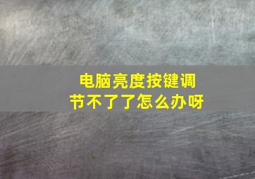 电脑亮度按键调节不了了怎么办呀