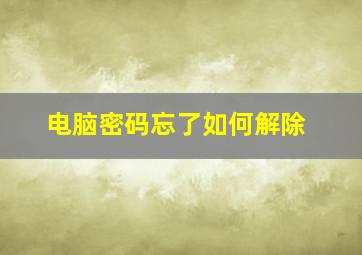 电脑密码忘了如何解除