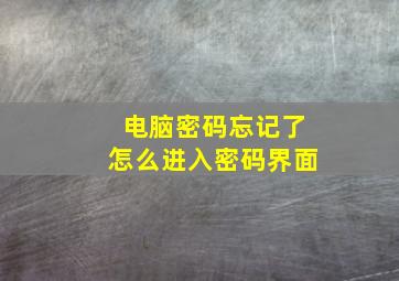 电脑密码忘记了怎么进入密码界面