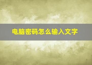 电脑密码怎么输入文字