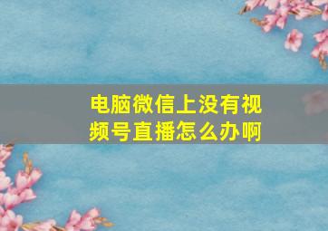 电脑微信上没有视频号直播怎么办啊