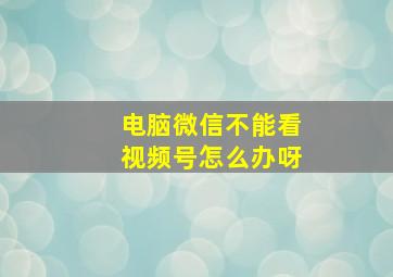 电脑微信不能看视频号怎么办呀