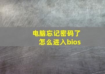 电脑忘记密码了怎么进入bios