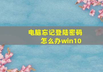 电脑忘记登陆密码怎么办win10