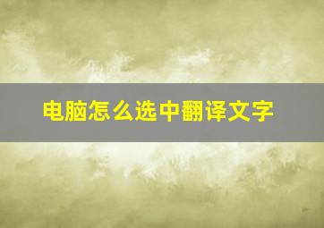 电脑怎么选中翻译文字