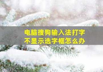 电脑搜狗输入法打字不显示选字框怎么办