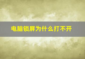 电脑锁屏为什么打不开