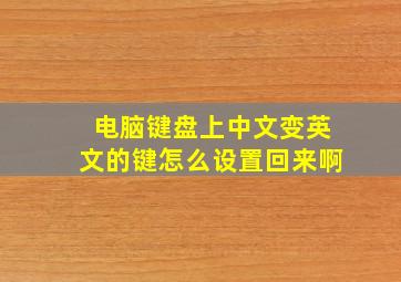 电脑键盘上中文变英文的键怎么设置回来啊