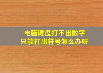 电脑键盘打不出数字只能打出符号怎么办呀