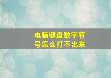 电脑键盘数字符号怎么打不出来