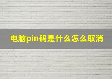 电脑pin码是什么怎么取消