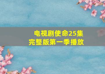 电视剧使命25集完整版第一季播放