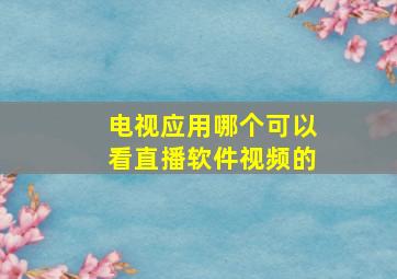 电视应用哪个可以看直播软件视频的