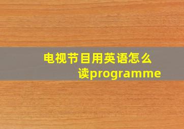 电视节目用英语怎么读programme