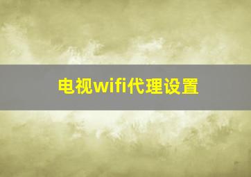 电视wifi代理设置