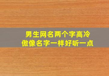 男生网名两个字高冷傲像名字一样好听一点