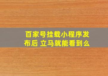 百家号挂载小程序发布后 立马就能看到么