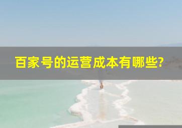 百家号的运营成本有哪些?