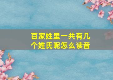 百家姓里一共有几个姓氏呢怎么读音