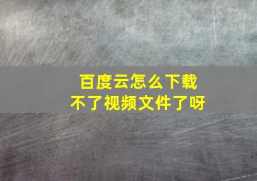 百度云怎么下载不了视频文件了呀