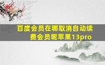 百度会员在哪取消自动续费会员呢苹果13pro