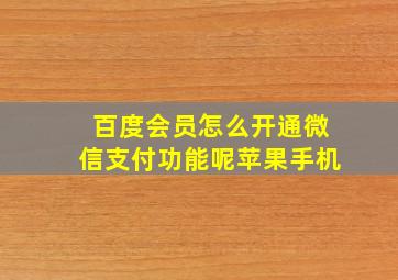 百度会员怎么开通微信支付功能呢苹果手机