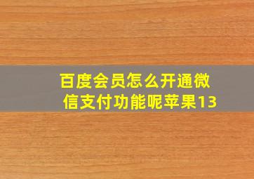 百度会员怎么开通微信支付功能呢苹果13